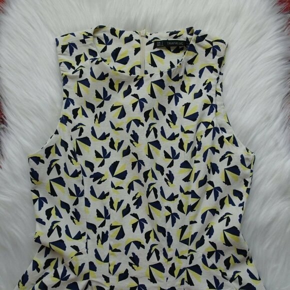 Zara Trafaluc Women's Tank Dress Sleeveless Box-Pleated Geometric Print Zip S - Picture 4 of 12
